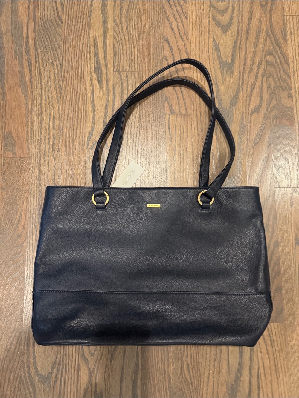 NWT Hammitt Anderson Navy Leather Tote Bag with Gold rivets